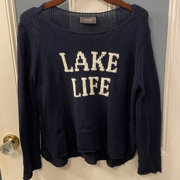 Wooden Ships LAKE LIFE Navy Sweater with White Words - Picture 6 of 16